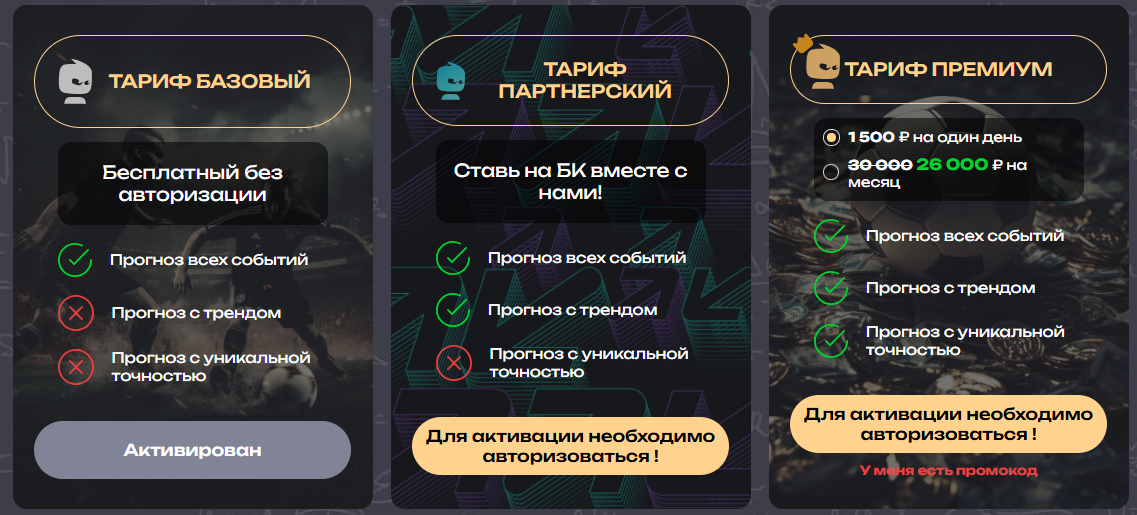 Описание тарифов