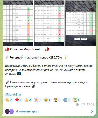 Отчет за март по тарифу Premium