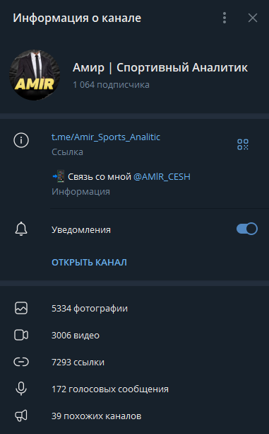 Амир Спортивный аналитик телеграмм