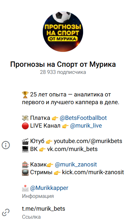 Прогнозы на спорт от Мурика