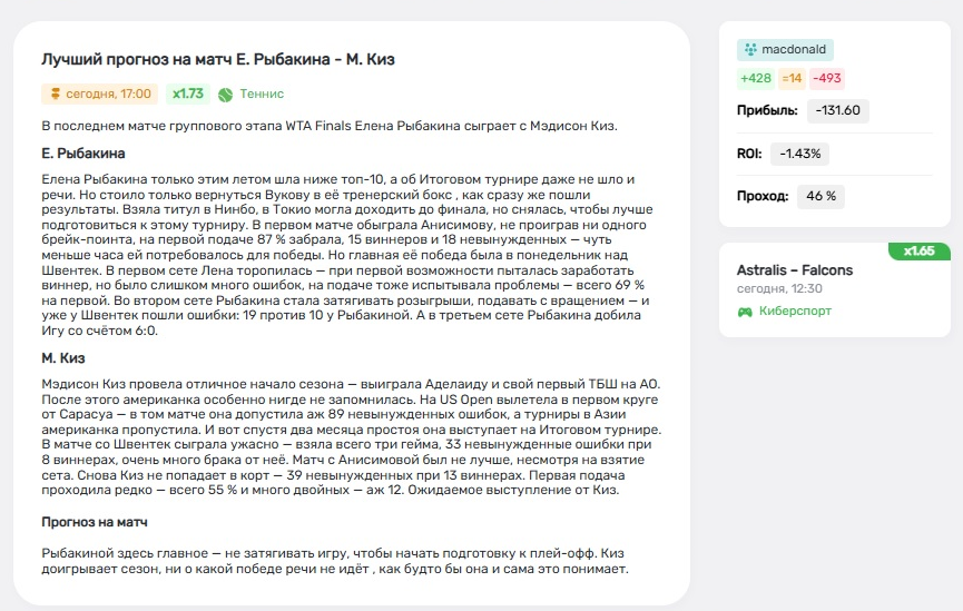 Подробный разбор матча WTA Подробный разбор матча WTA