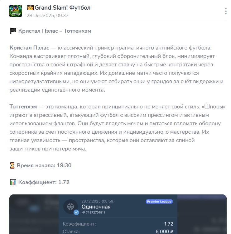 Grand Slam! Футбол каппер