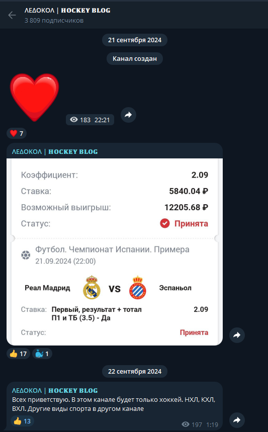 телеграмм Ледокол Hockey Blog