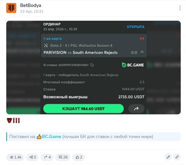 BetBodya телеграмм канал