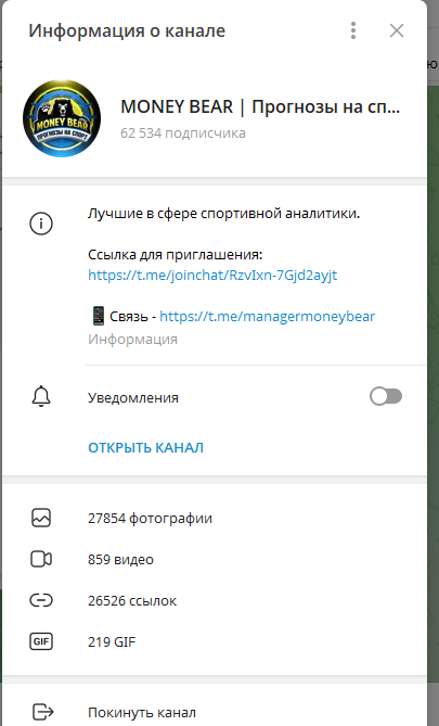 Описание канала Money Bear